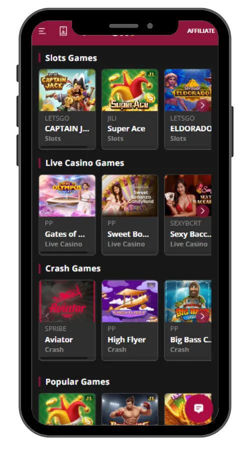 JWIN7 app home screen